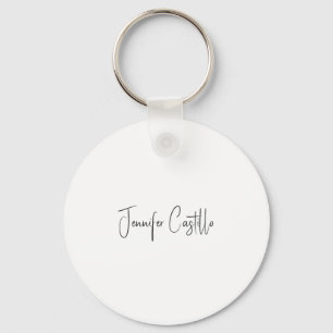 Plain Black White Minimalist Calligraphy Keychain
