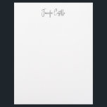 Plain Black White Minimalist Calligraphy Letterhead<br><div class="desc">Simple white,  modern,  minimalist design. This template can be customized to meet all professional occupations.</div>