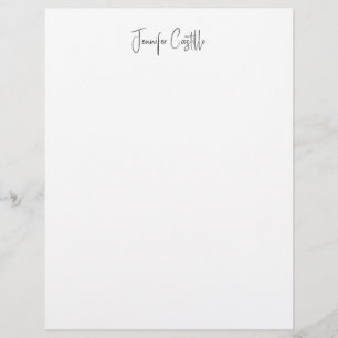 Plain Black White Minimalist Calligraphy Letterhead