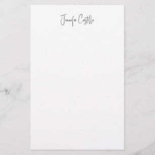 Plain Black White Minimalist Calligraphy Stationery