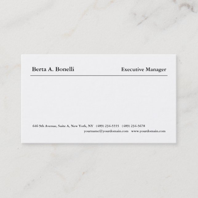 Plain Black White Minimalist Modern Business Card (Front)