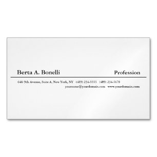 Plain Black White Minimalist Modern Magnetic Business Card