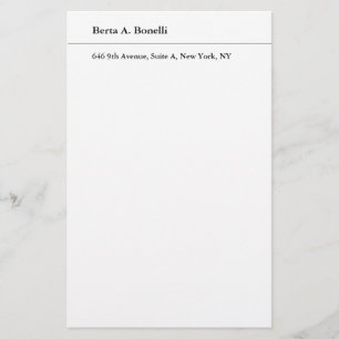 Plain Black White Minimalist Modern Stationery