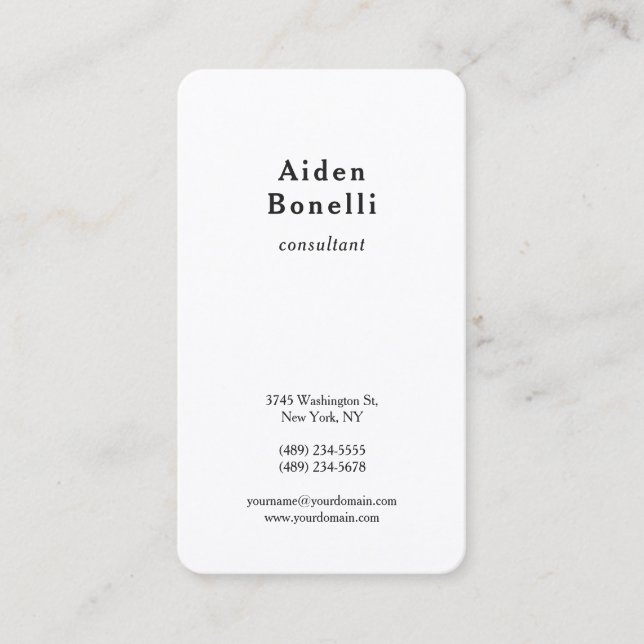 Plain Black White Modern Minimalist Professional Business Card (Front)