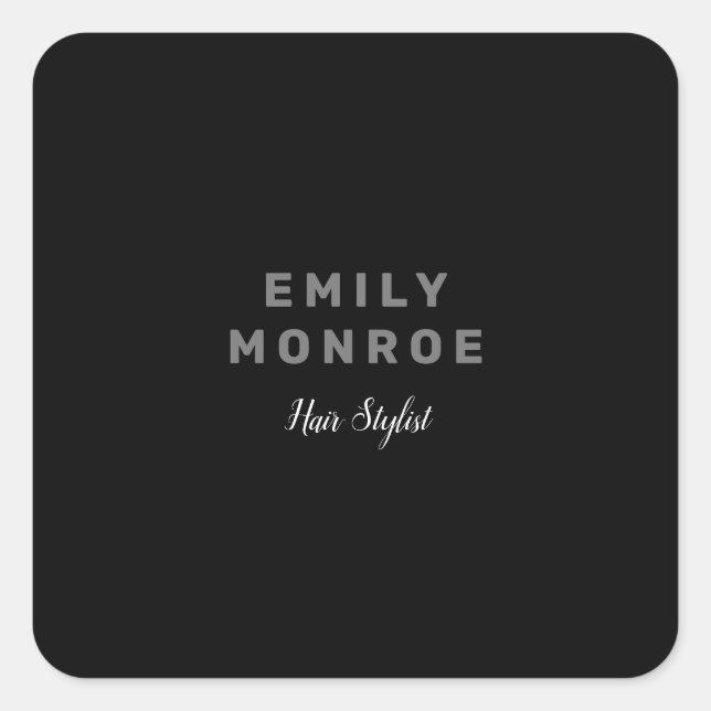 Plain Black & White Modern Minimalist Square Sticker (Front)