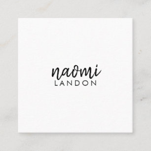 Plain black white modern square minimalist simple business card