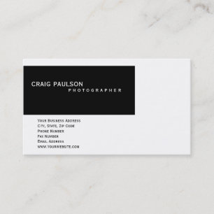 Plain Black White Photography Business Card