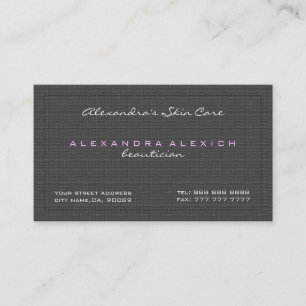 Plain Black & White Simple Linen Texture Business Card