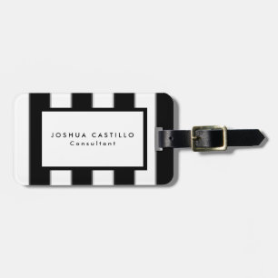 Plain Black White Striped Professional Luggage Tag