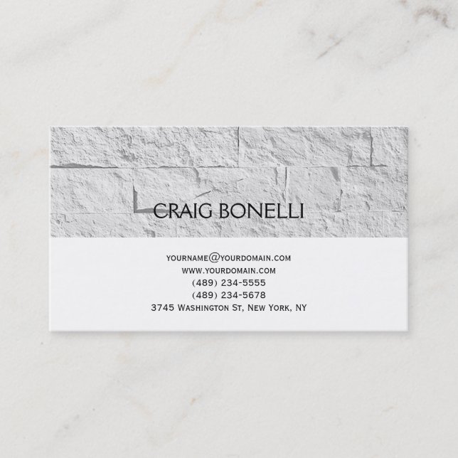 Plain Black White Wall Brick Stripe Business Card (Front)