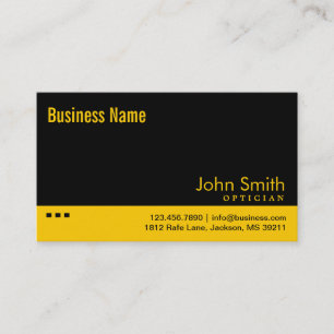 Plain Black & Yellow Optician Business Card