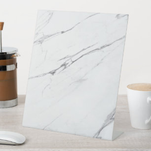 Plain Blank Simple Modern White Marble Table Pedestal Sign