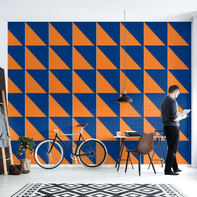 Plain Blue and Orange  Wallpaper (Living Room)