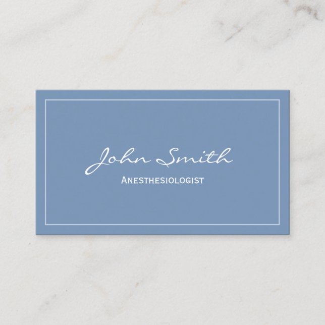 Plain Blue Anesthesiologist Business Card (Front)