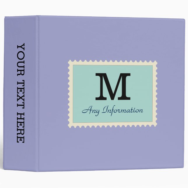 Plain Blue Bell Background Monogram Binder (Front/Spine)
