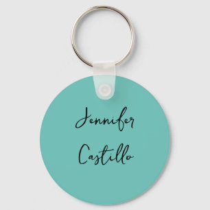 Plain Blue Black Minimalist Modern Calligraphy Keychain