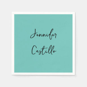 Plain Blue Black Minimalist Modern Calligraphy Napkin