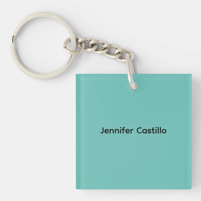 Plain Blue Black Minimalist Modern Keychain (Front)