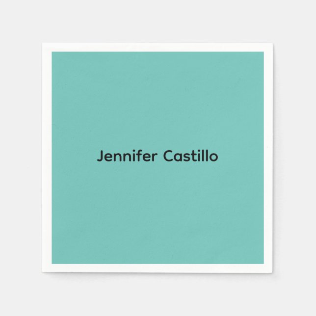 Plain Blue Black Minimalist Modern Napkin (Front)