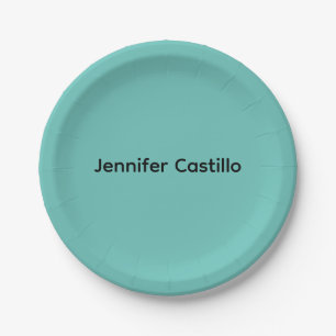 Plain Blue Black Minimalist Modern Paper Plate