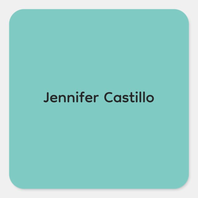 Plain Blue Black Minimalist Modern Square Sticker (Front)