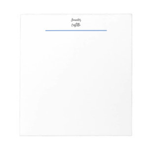 Plain Blue Black White Minimalist Calligraphy Notepad