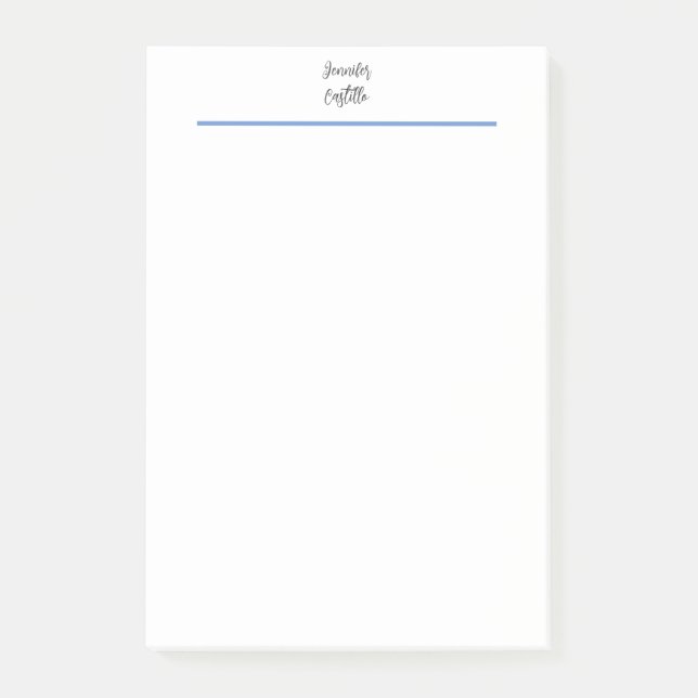 Plain Blue Black White Minimalist Calligraphy Post-it Notes (Front)