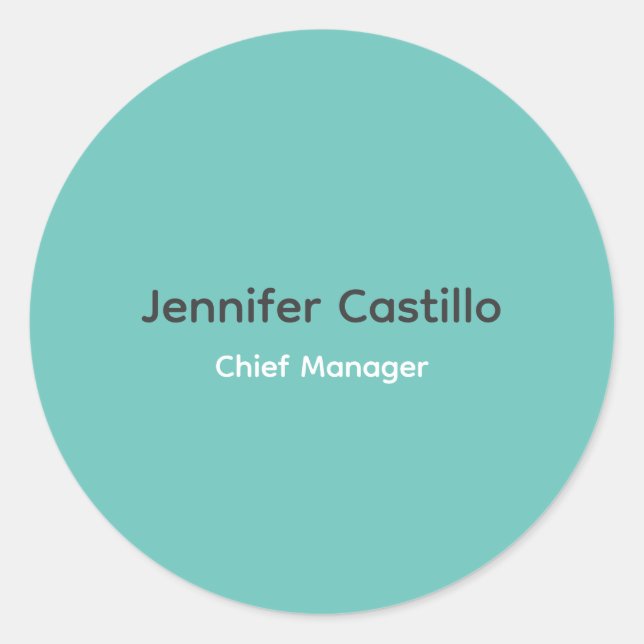 Plain Blue Black White Minimalist Modern Classic Round Sticker (Front)