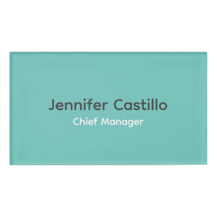 Plain Blue Black White Minimalist Modern Name Tag