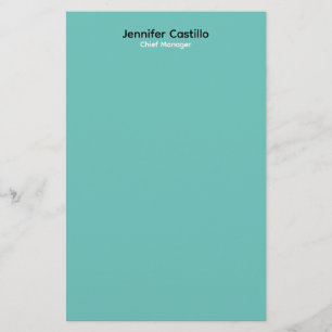 Plain Blue Black White Minimalist Modern Stationery