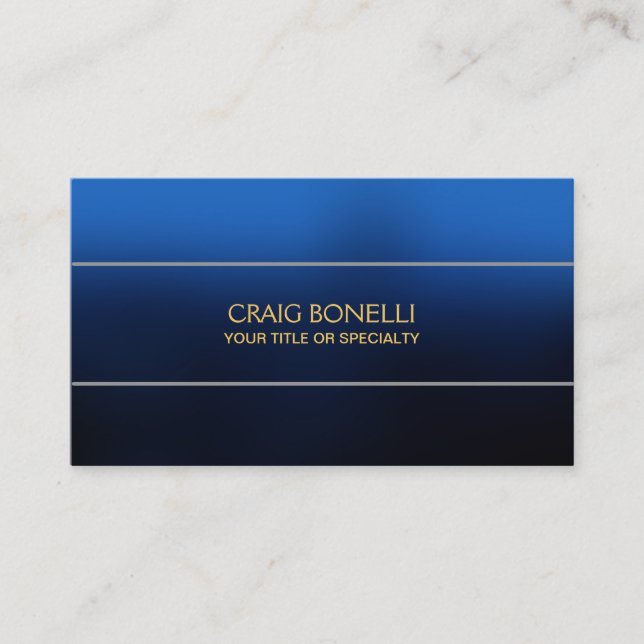 Plain Blue Gold Yellow Business Card (Front)
