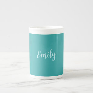 Plain Blue Green Modern Minimalist Bone China Mug