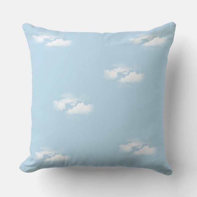 Plain blue Sky with fluffy clouds Throw Pillow (Front)