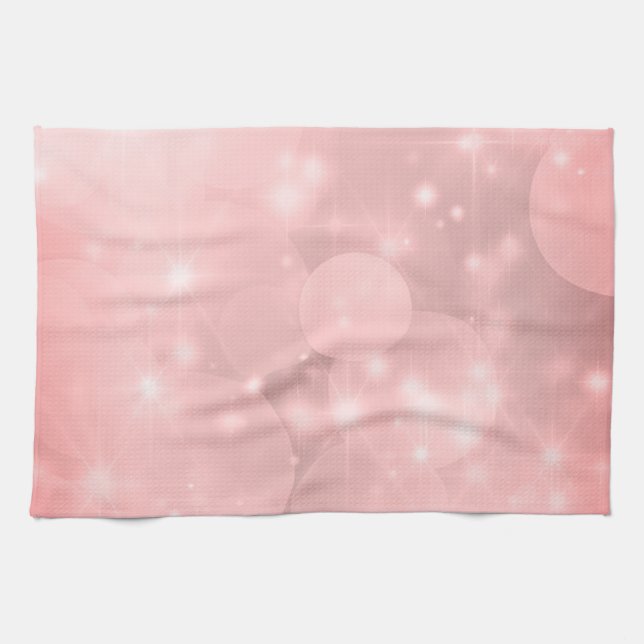 Plain Blush Pink Sparkly Kitchen Towel (Horizontal)