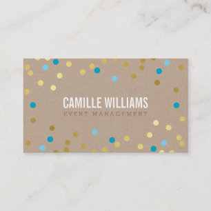 PLAIN BOLD MINIMAL confetti gold aqua blue kraft Business Card