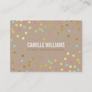 PLAIN BOLD MINIMAL smart text confetti gold kraft Business Card