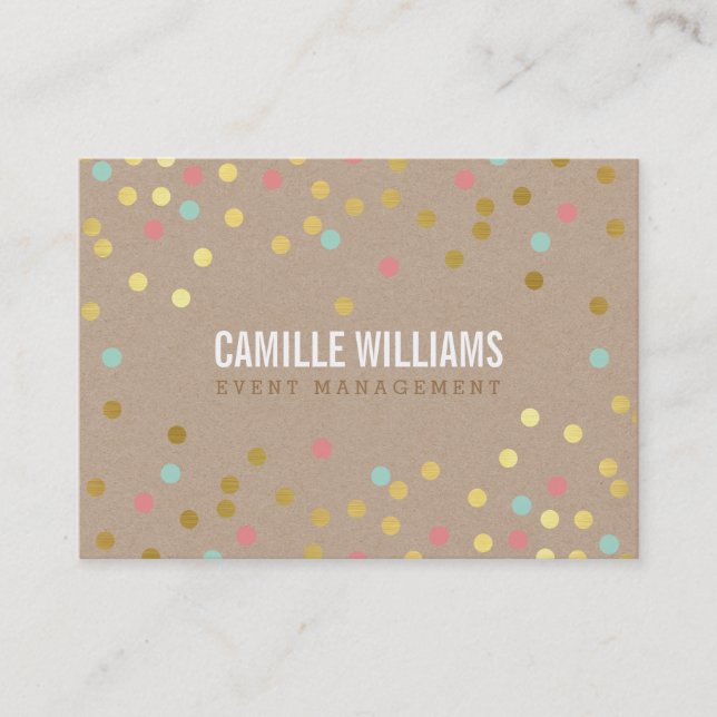 PLAIN BOLD MINIMAL smart text confetti gold kraft Business Card (Front)