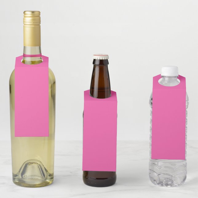 Plain bright hot pink bottle tag (In Situ)