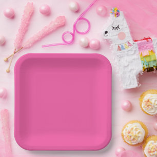 Plain bright hot pink paper plate