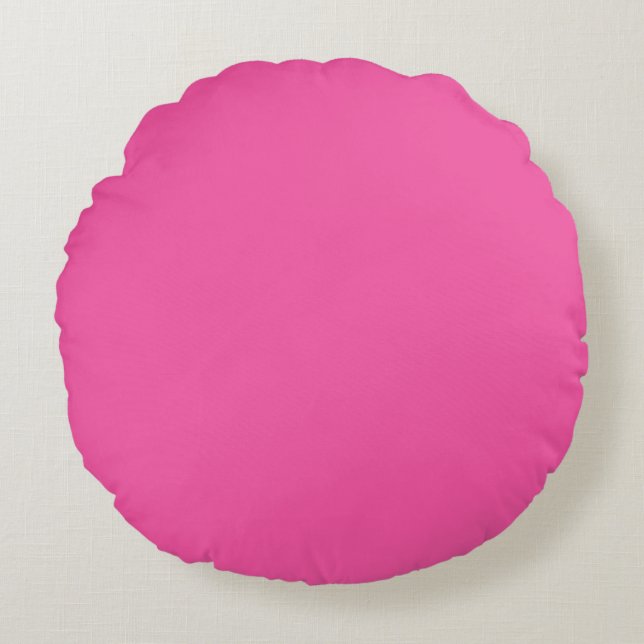 Plain bright hot pink round pillow (Front)