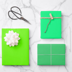 Plain Bright Spring UFO Green Shades 3 Tones Wrapping Paper Sheet