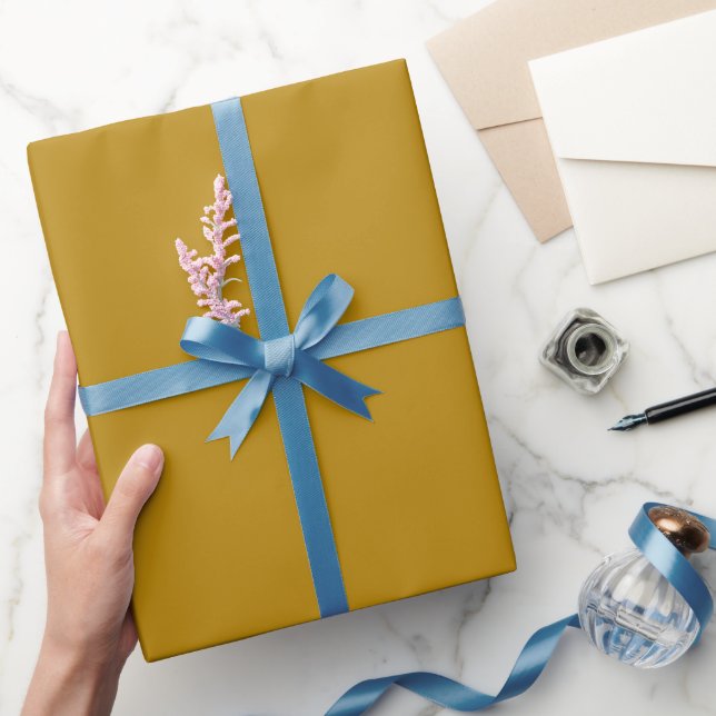Plain Burnt Honey Gold Colour Shade Tone Wrapping Paper (Gifting)