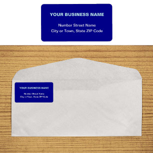 Plain Business Brand Texts on Blue Address Label
