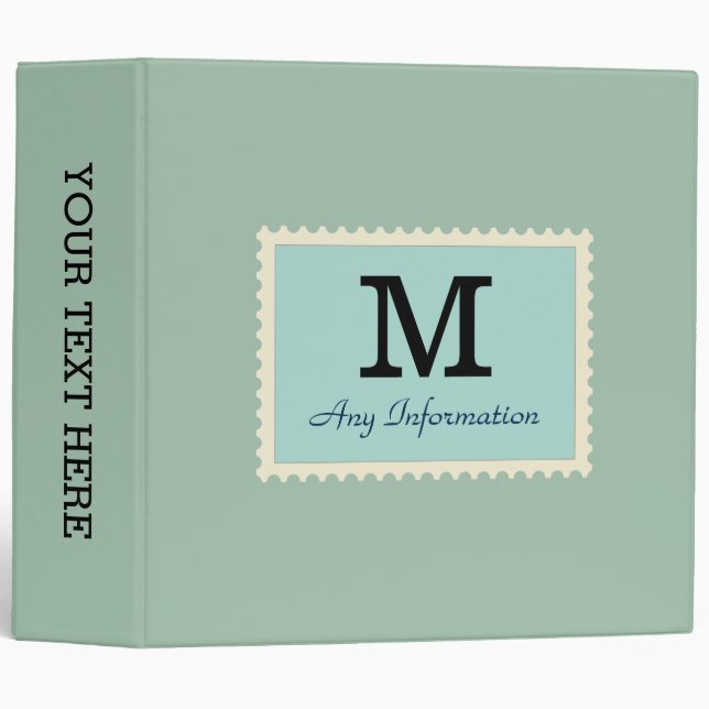 Plain Cambridge Blue Background Monogram Binder (Front/Spine)