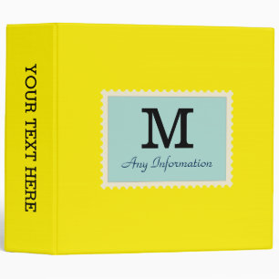 Plain Canary yellow Background Monogram Binder
