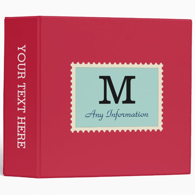 Plain Cardinal Background Monogram Binder (Front/Spine)