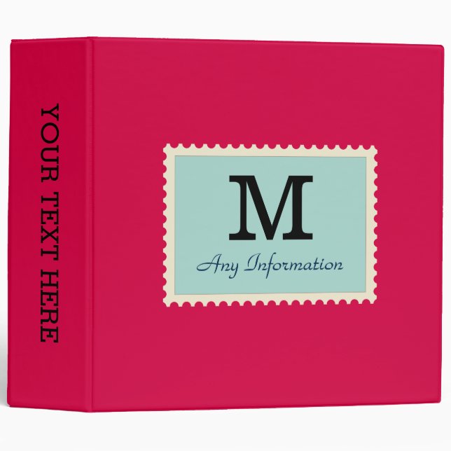 Plain Carmine (M&P) Background Monogram Binder (Front/Spine)