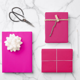 Plain Cerise Rose Ruby Pink Shades 3 Tones Wrapping Paper Sheet