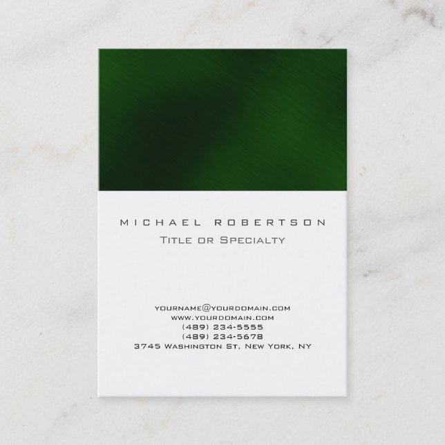 Plain Chic Green White Cute Business Card (Front)