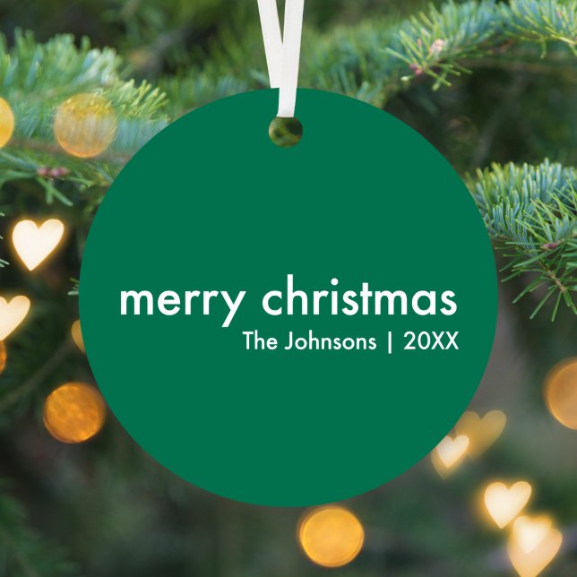 Plain Christmas | Modern Minimalist Green Scandi Metal Ornament (Creator Uploaded)